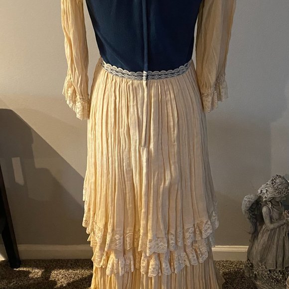 Very RARE Vintage Gunne Sax wedding dress 60s 70s renaissance boho hippie - Picture 4 of 12